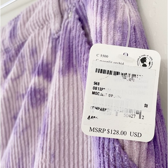 Free People Corduroy Tie Dye Reese Pitched Straight Cord Pants Purple - Picture 6 of 15